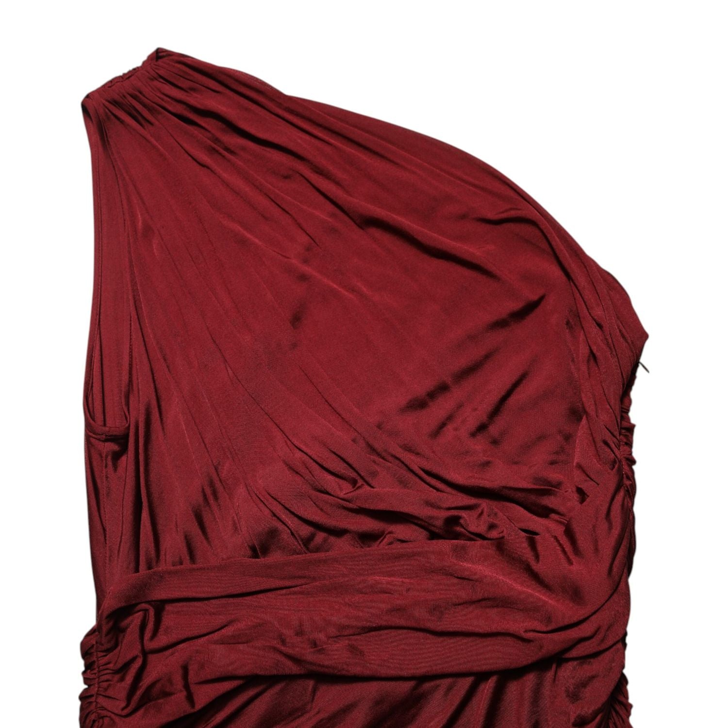 Dolce & Gabbana Red Viscose Fitted One Shoulder Midi Dress