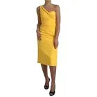 Dolce & Gabbana Yellow One Shoulder Slit Sheath Midi Dress