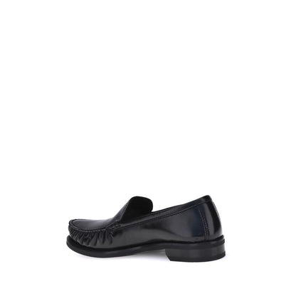 Prada Black Calf Leather Bos Taurus Slip-On Loafers