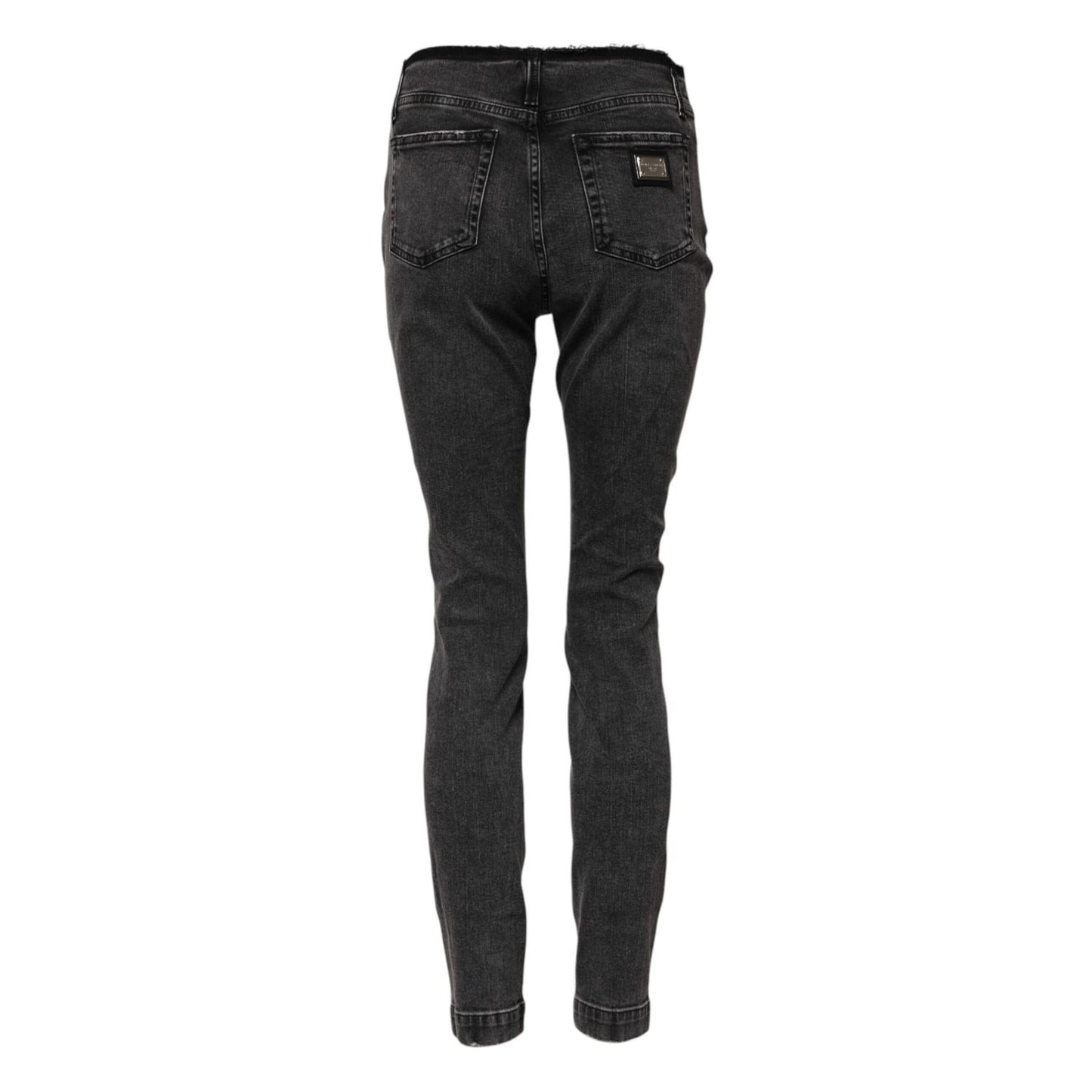 Dolce & Gabbana Gray Skinny Cotton Mid Waisted Denim Jeans