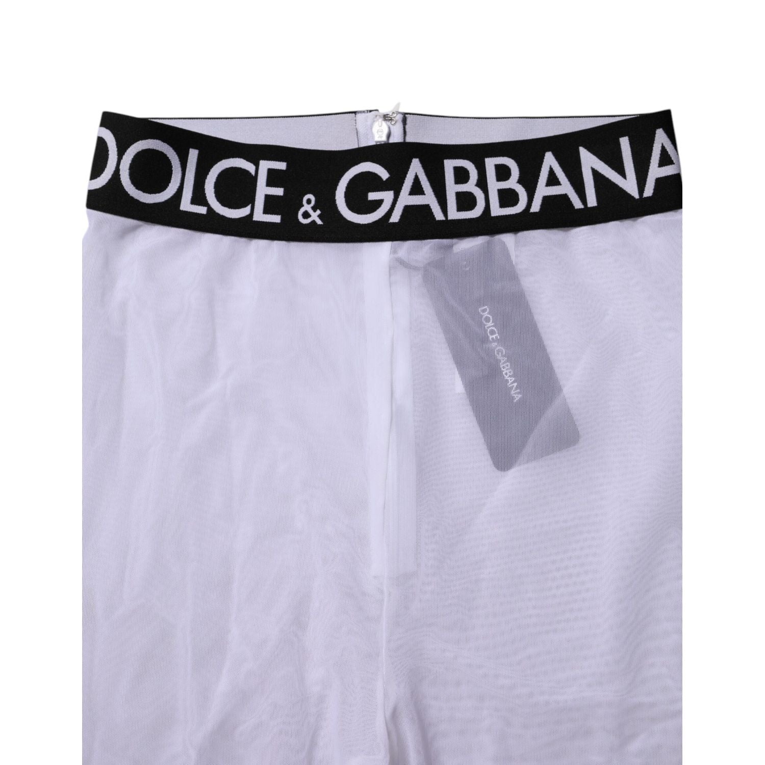 Dolce & Gabbana Gray Nylon DG Logo Mid Waisted Leggings Pants