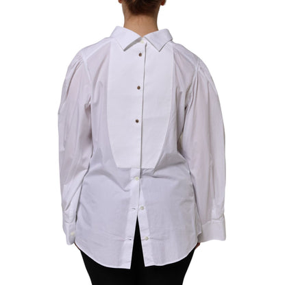 Dolce & Gabbana White Cotton Long Sleeves Formal Top Shirt