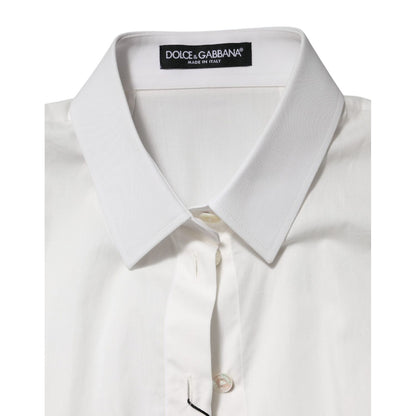 Dolce & Gabbana White Cotton Short Sleeves Collared Top Shirt
