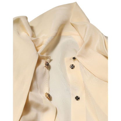 Dolce & Gabbana Light Yellow Ascot Collar Buttoned Blouse Top