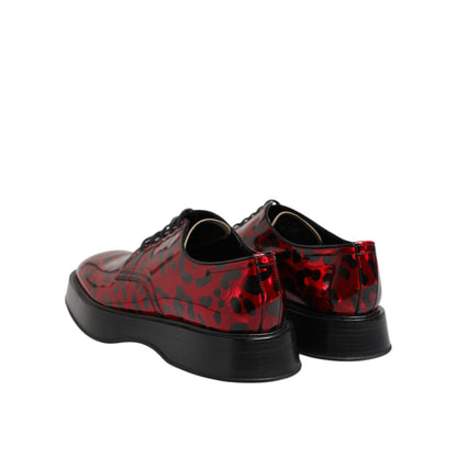 Dolce & Gabbana Red Leopard Derby Formal Men Dress Shoes