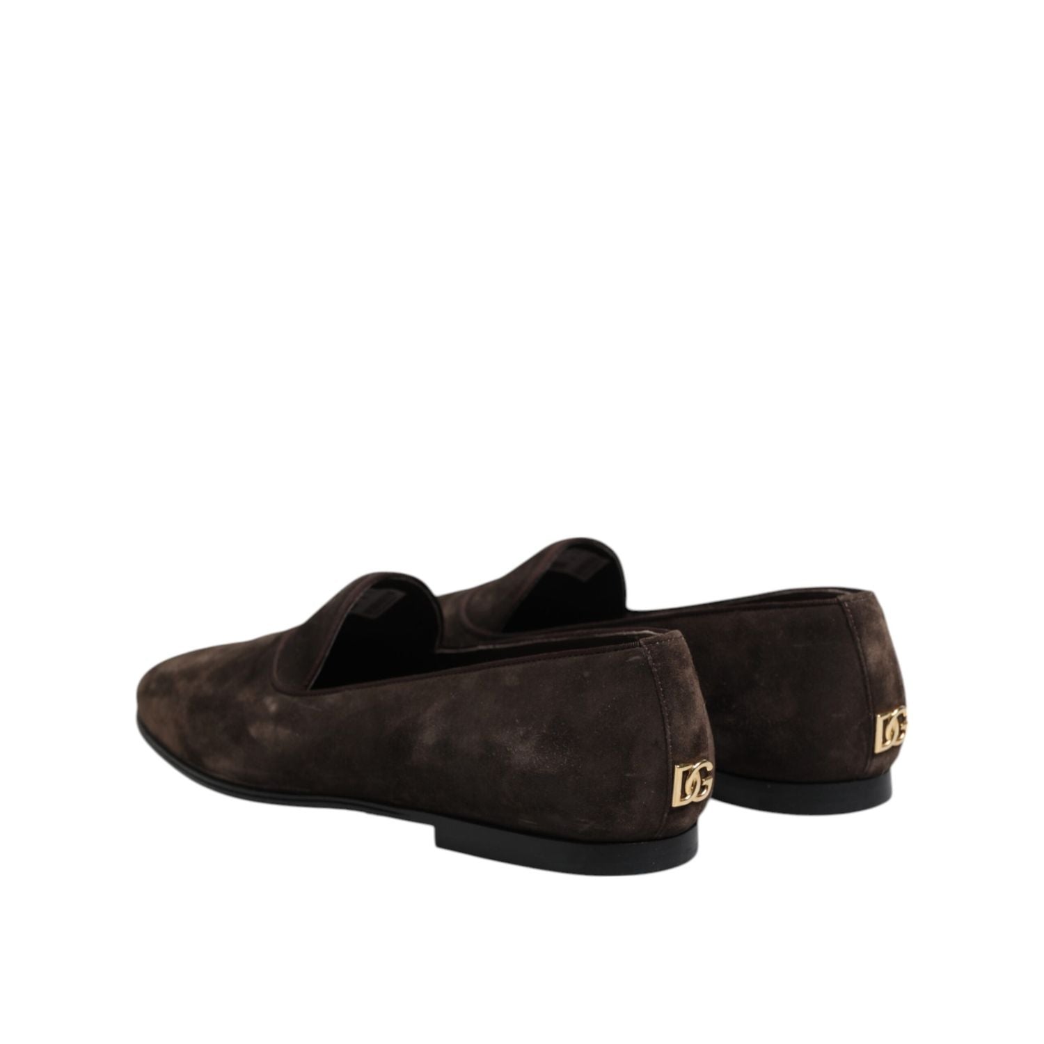 Dolce & Gabbana Brown Velvet Leather Slip On Loafers Shoes