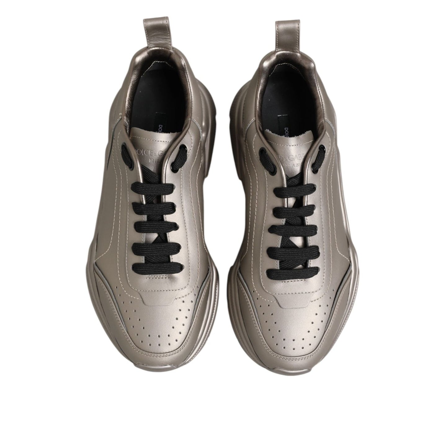 Dolce & Gabbana Silver DAYMASTER Leather Men Sneakers Shoes