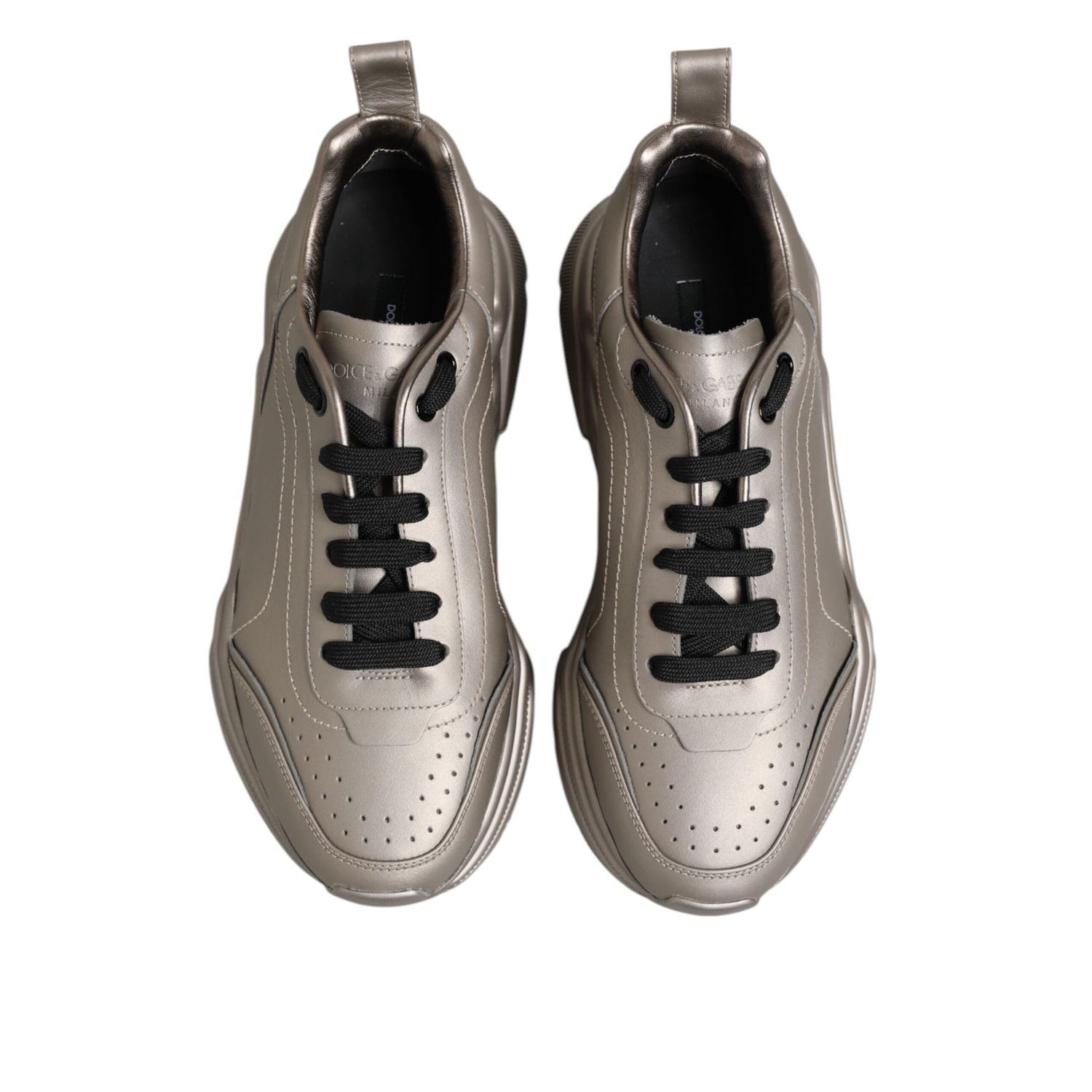 Dolce & Gabbana Silver DAYMASTER Leather Men Sneakers Shoes