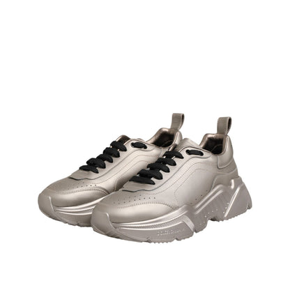 Dolce & Gabbana Silver DAYMASTER Leather Men Sneakers Shoes