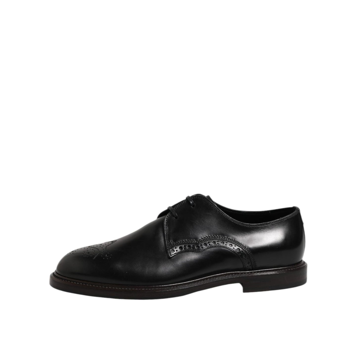 Dolce & Gabbana Black Leather Derby Wingtip Formal Shoes