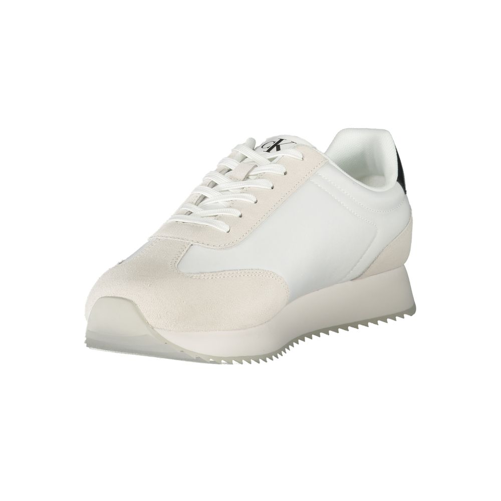 Calvin Klein White Leather Men Sneaker with black details and sleek silhouette