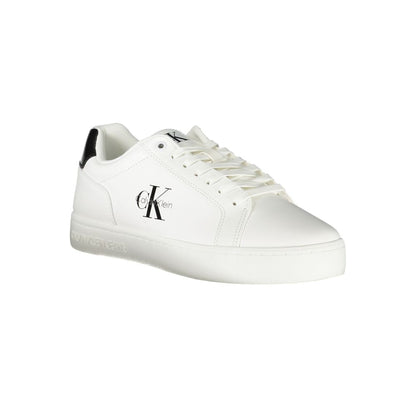 Calvin Klein White Leather Men Sneaker with black accents and logo