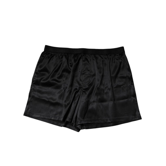Dolce & Gabbana Black Silk Regular Men Boxer Shorts Underwear