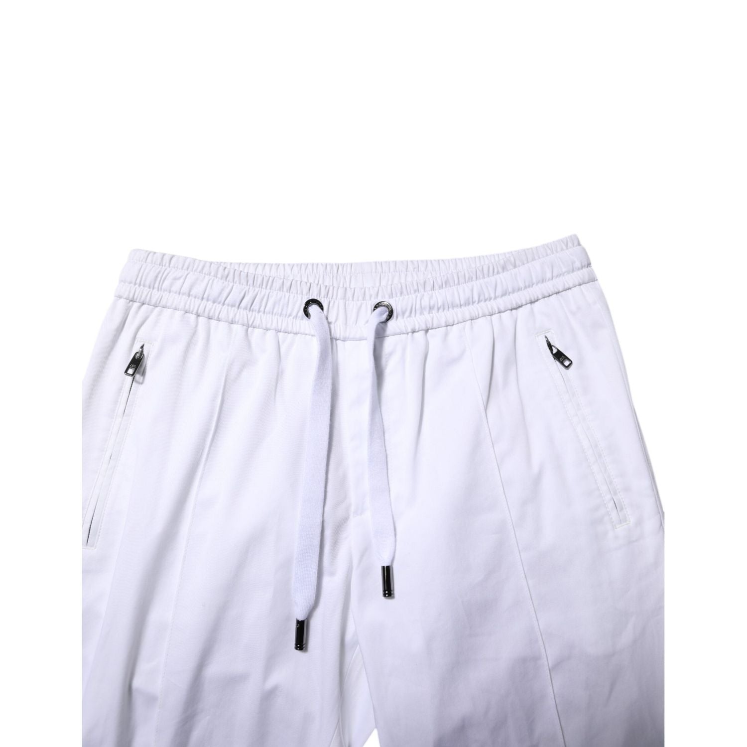 Dolce & Gabbana White Cotton Stretch Logo Men Jogger Pants