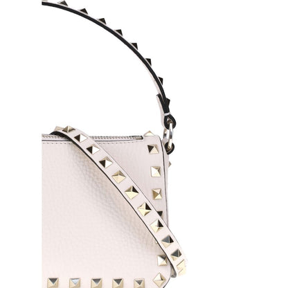 Valentino Garavani White Calf Leather Bos Taurus Shoulder Bag