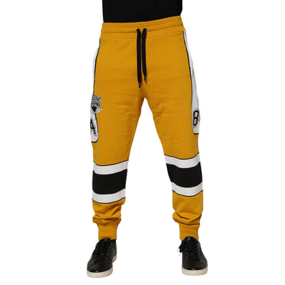 Dolce & Gabbana Yellow Cotton Logo Jogger Sweatpants Pants Dolce & Gabbana