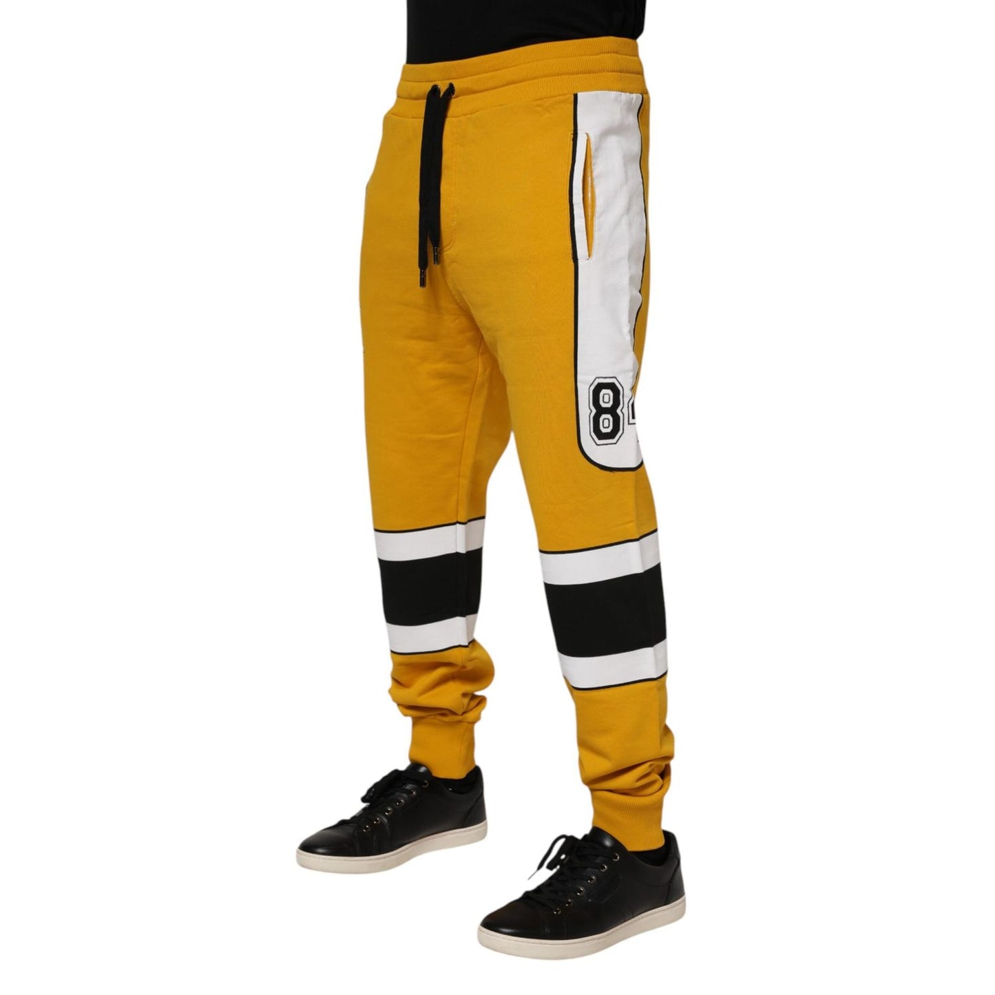 Dolce & Gabbana Yellow Cotton Logo Jogger Sweatpants Pants Dolce & Gabbana