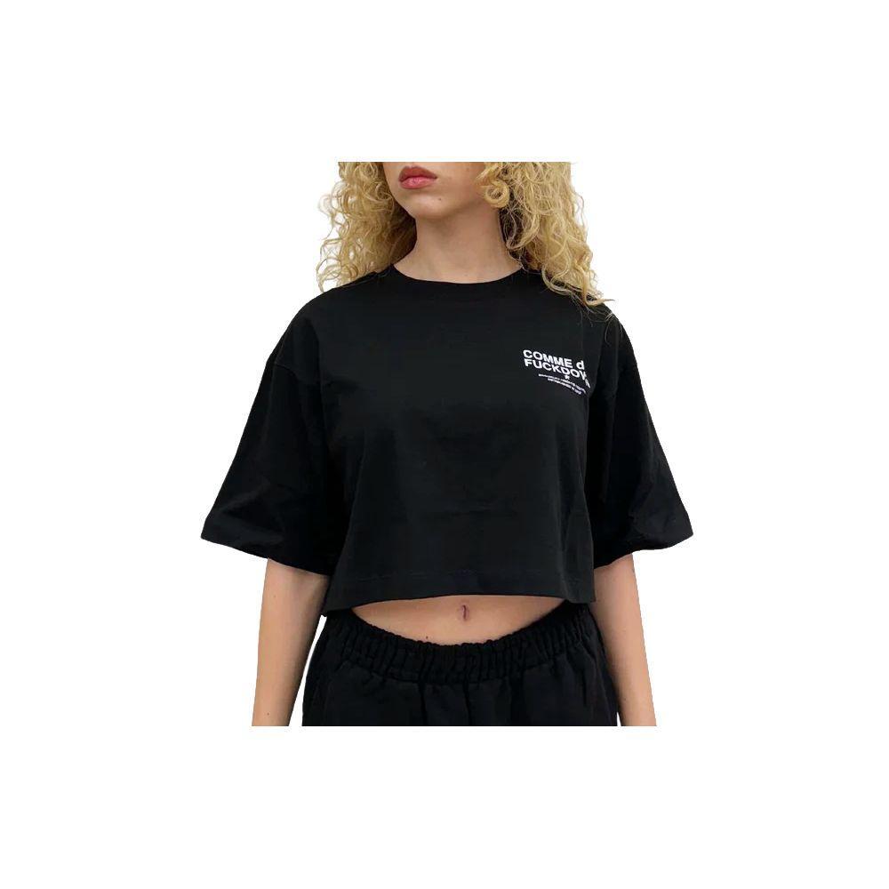 Comme Des Fuckdown Black Cotton Tops & T-Shirt CO-15692-IT36|XXS
