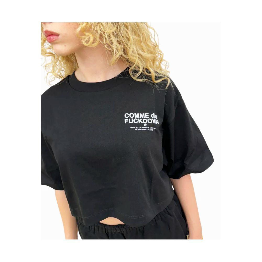 Comme Des Fuckdown Black Cotton Tops & T-Shirt CO-15692-IT36|XXS