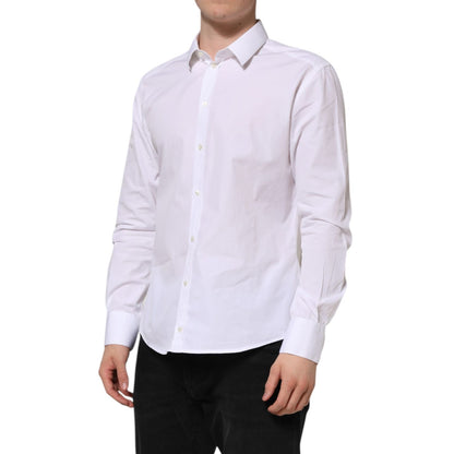 Dolce & Gabbana White Cotton Long Sleeves GOLD Formal Shirt
