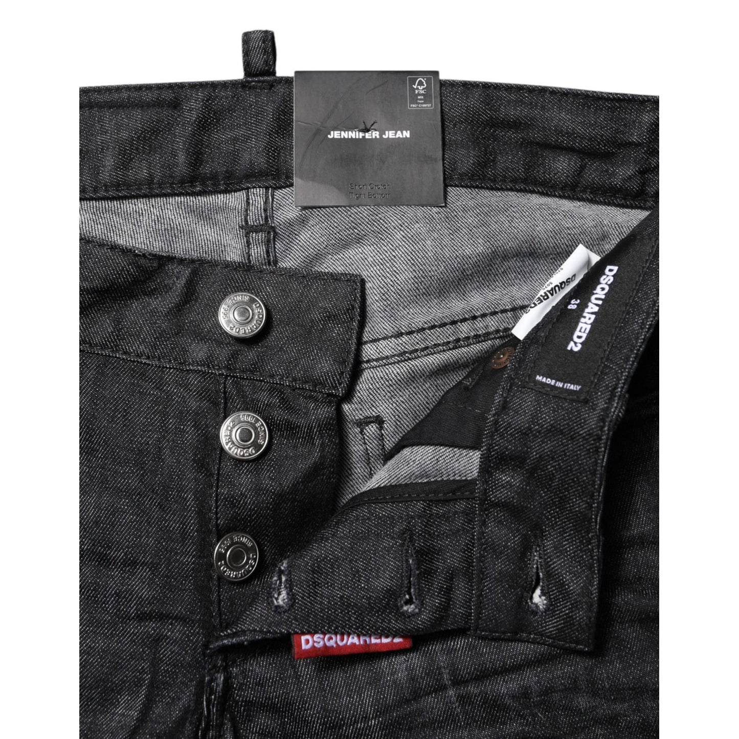 Dsquared² Black Cotton Low Waist Skinny Denim Jeans
