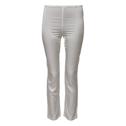 Dolce & Gabbana Ivory Silk Tapered High Waist Pants