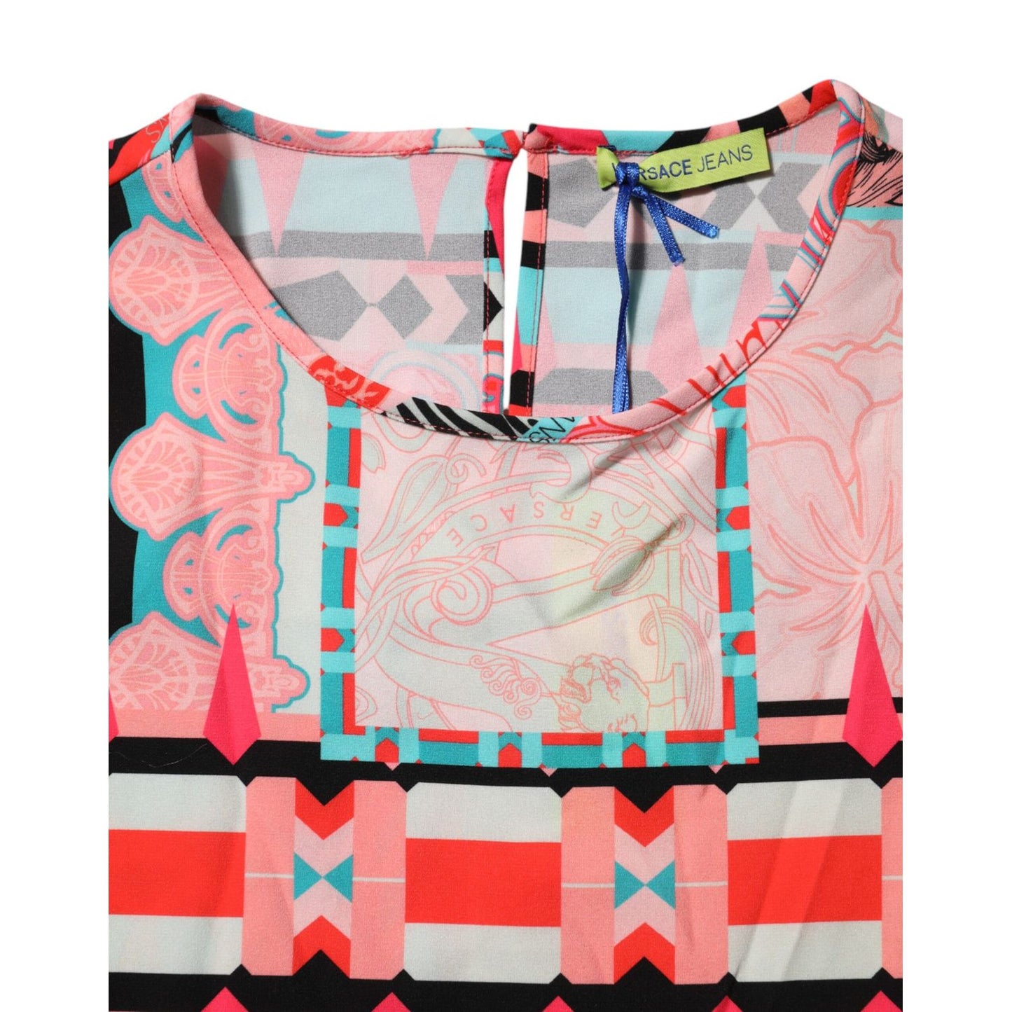 Versace Jeans Multicolor Print Short Sleeves Women Blouse Top