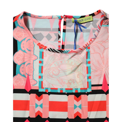 Versace Jeans Multicolor Print Short Sleeves Women Blouse Top