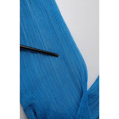 Dolce & Gabbana Blue See Through Turtleneck Long Sleeves Top