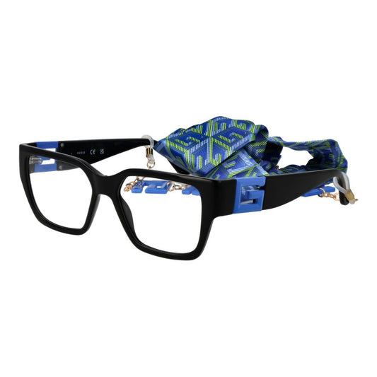 Guess Blue Unisex Glasses Frame with blue stainless steel full-rim design and branded case included.