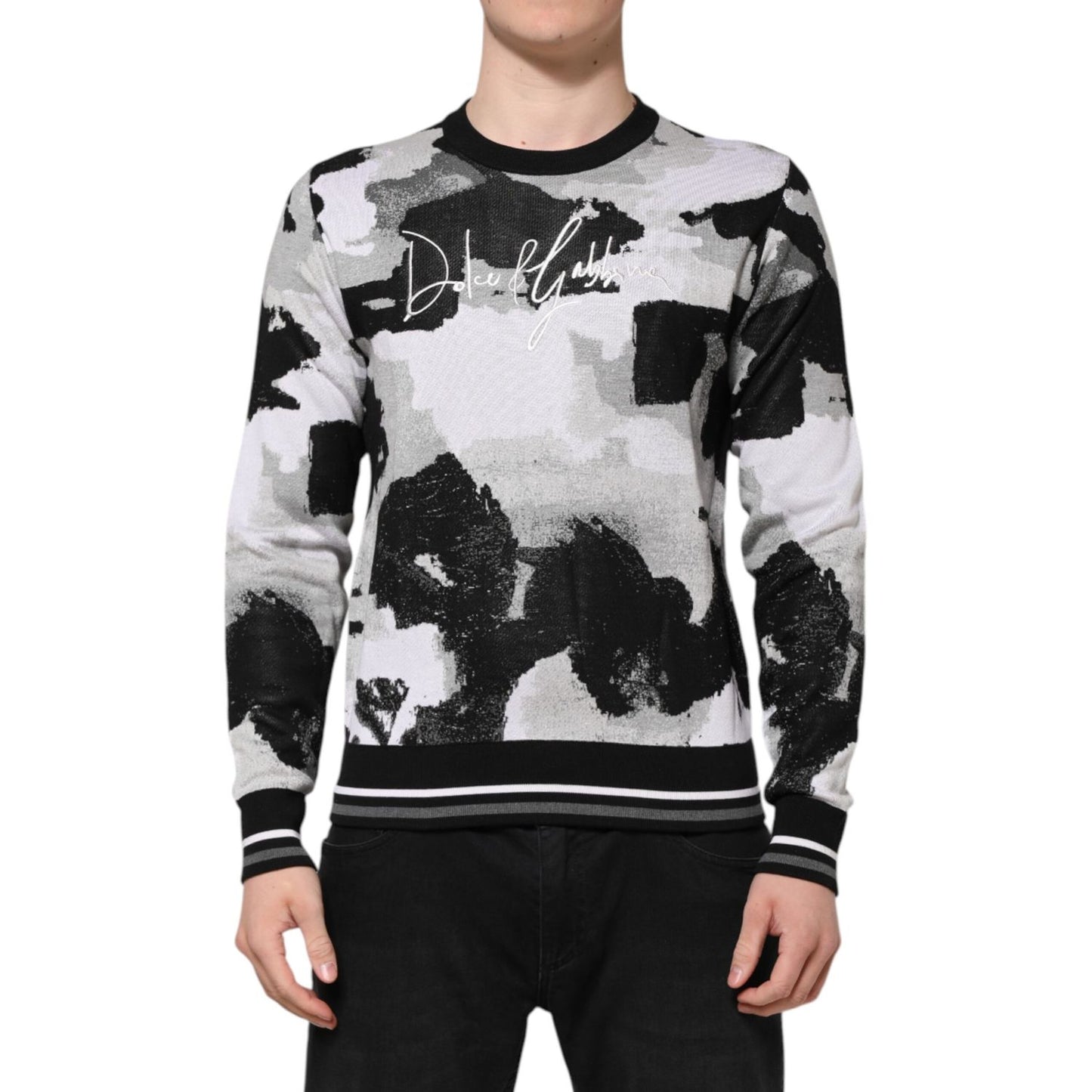 Dolce & Gabbana Multicolor Silk Camouflage Pullover Sweater