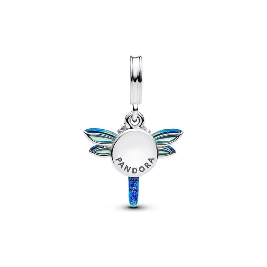 PANDORA Jewelry dragonfly charm 793745C01 in silver with blue enamel accents, perfect for adding elegance to any bracelet or necklace.