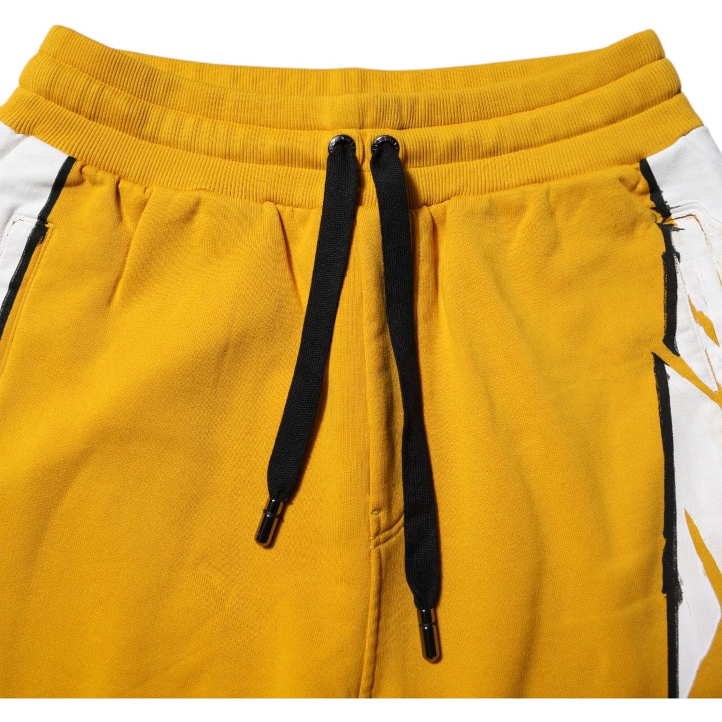 Dolce & Gabbana Yellow Cotton Printed Sweatpants Jogger Pants Dolce & Gabbana