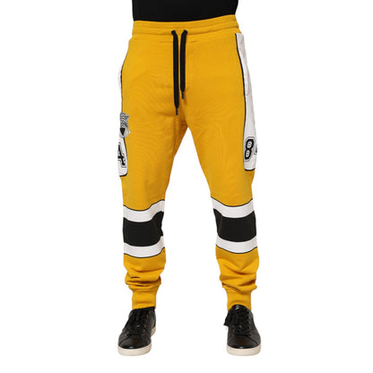 Dolce & Gabbana Yellow Cotton Logo Sweatpants Jogger Pants Dolce & Gabbana