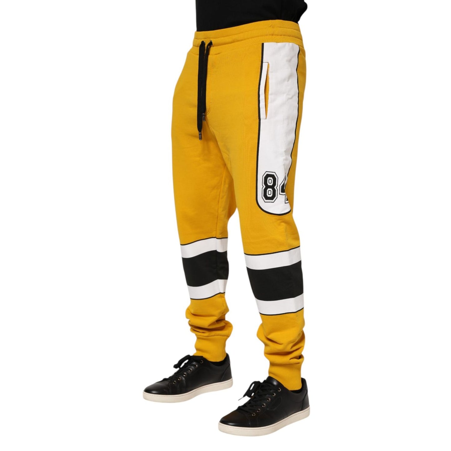 Dolce & Gabbana Yellow Cotton Logo Sweatpants Jogger Pants Dolce & Gabbana