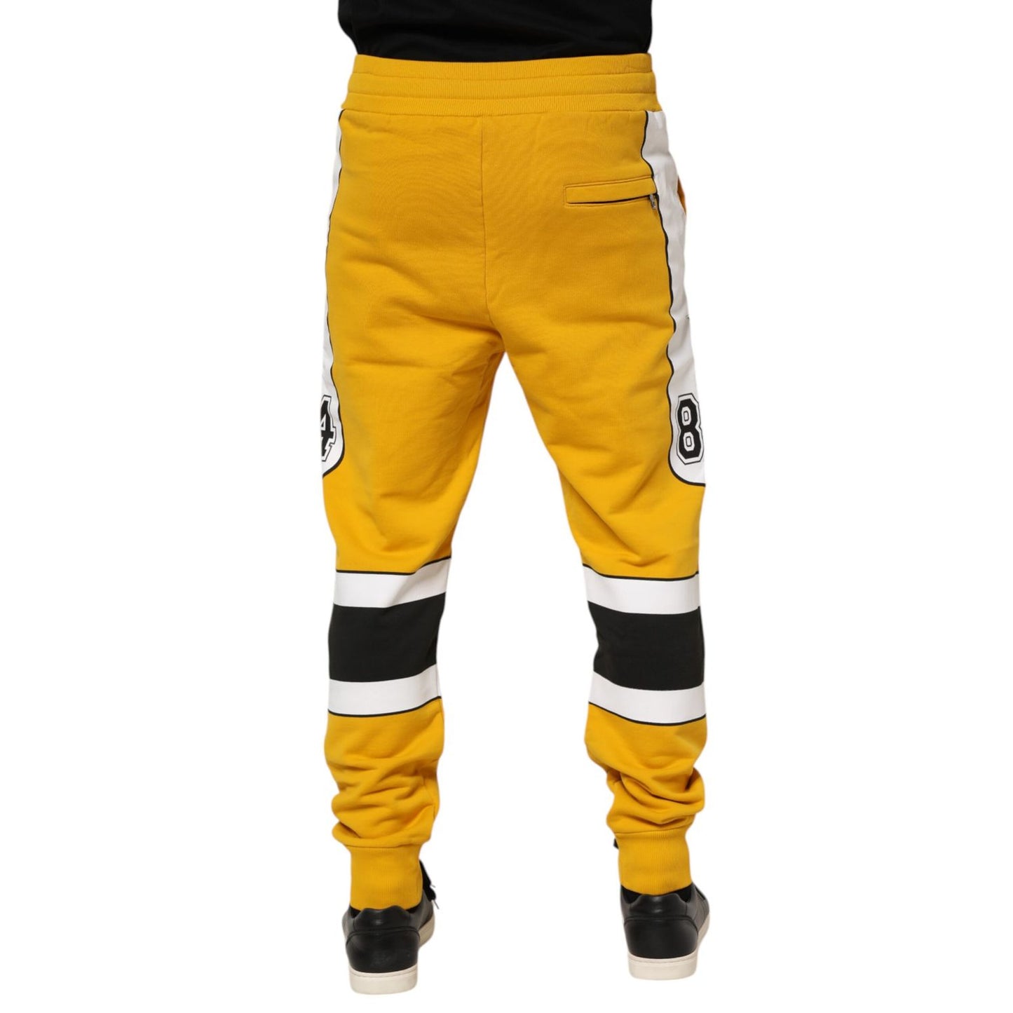 Dolce & Gabbana Yellow Cotton Logo Sweatpants Jogger Pants Dolce & Gabbana