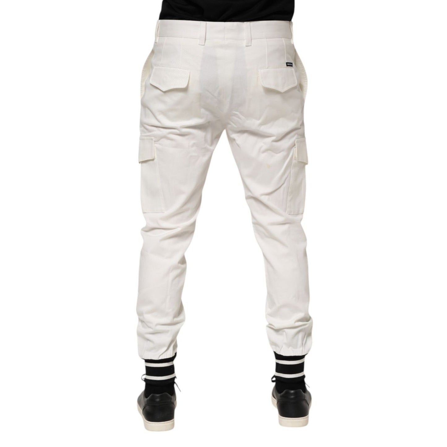 Dolce & Gabbana White Cotton Jogger Cargo Skinny Men Pants