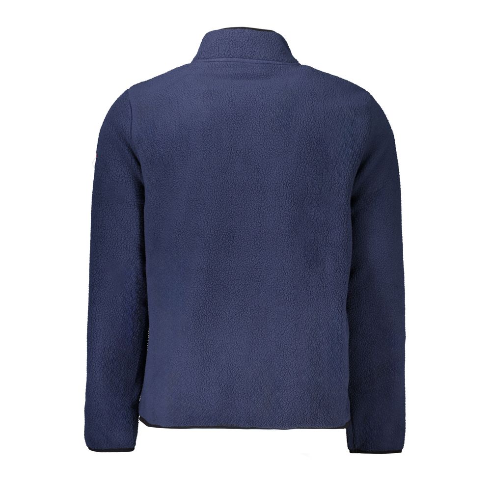 Back view of the Norway 1963 Blue Polyester Men Sweater with long sleeves and zip detail.