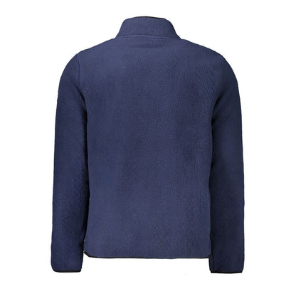 Back view of the Norway 1963 Blue Polyester Men Sweater with long sleeves and zip detail.