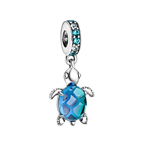 PANDORA Mod. BLUE GALAXY STAR & MOON SAFETY CHAIN CHARM-0