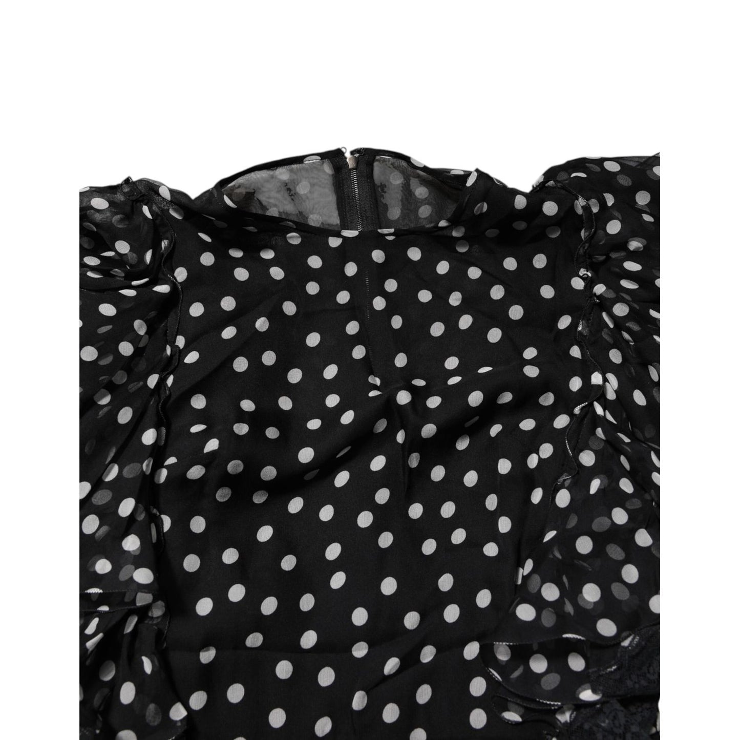 Dolce & Gabbana Black White Lace Polka Dot Chiffon Dress