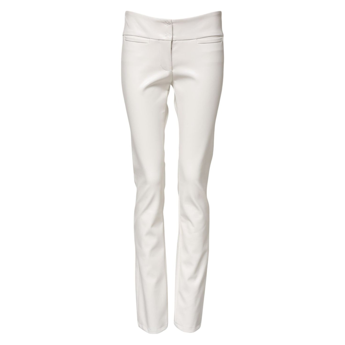 Dolce & Gabbana White Polyurethane High Waist Tapered Pants