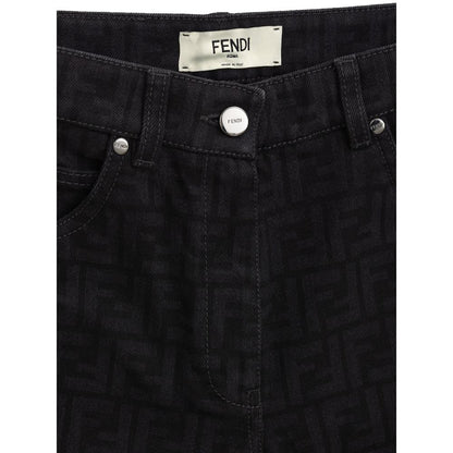 Fendi Black Cotton Slim Fit Jeans