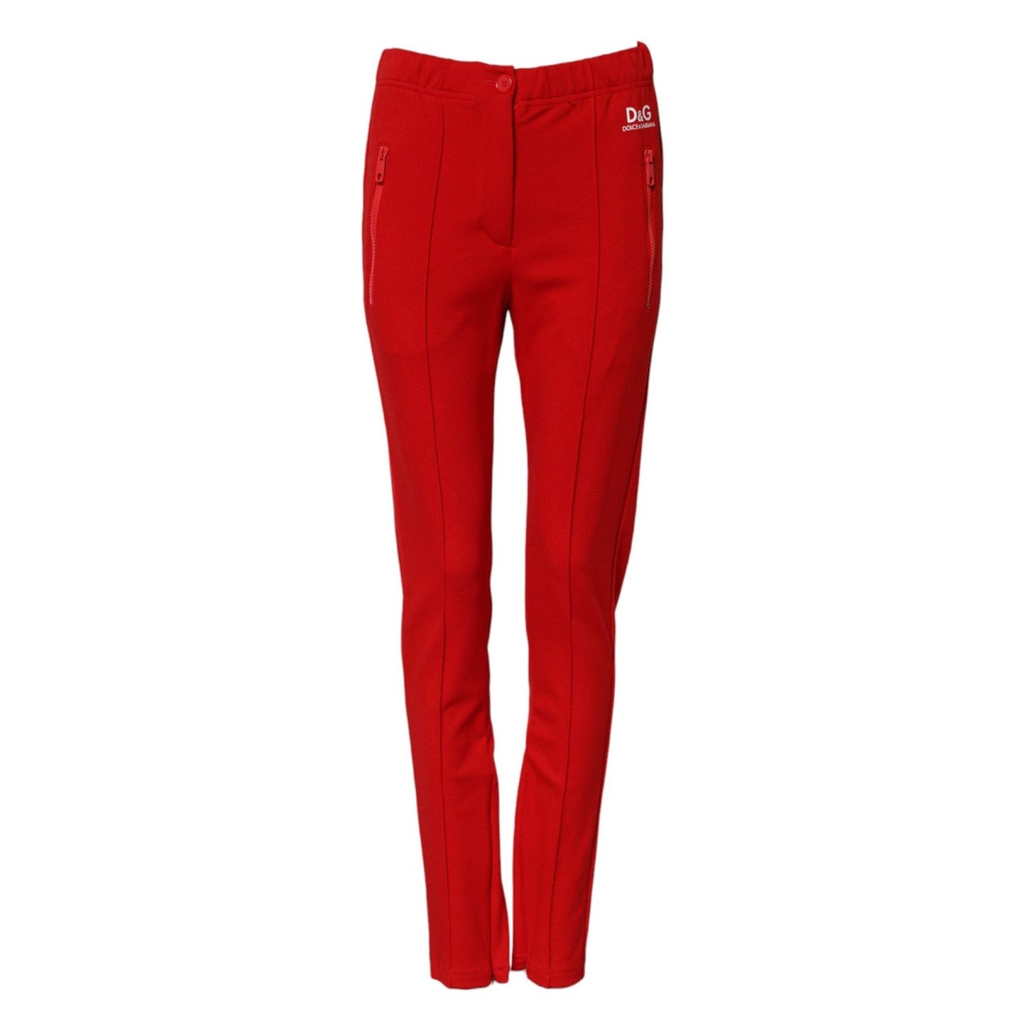 Dolce & Gabbana Red Mid Waist Slim Fit Pants