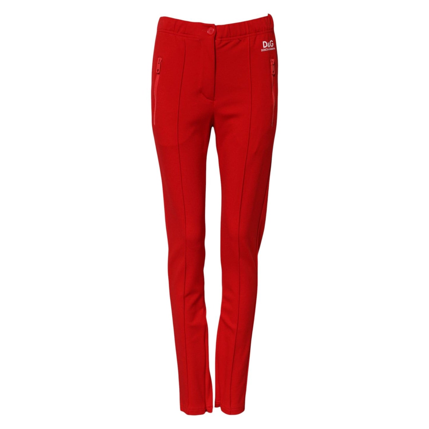 Dolce & Gabbana Red Mid Waist Slim Fit Pants