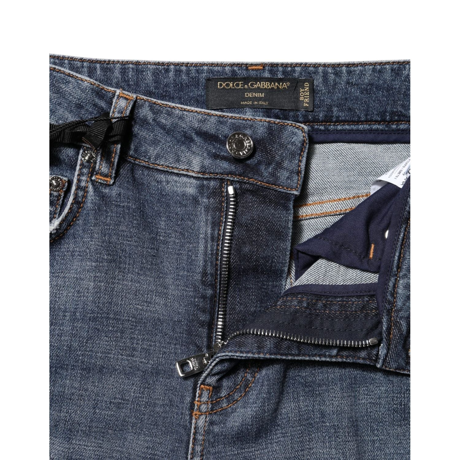 Dolce & Gabbana Blue Cotton Boyfriend Tattered Denim Jeans