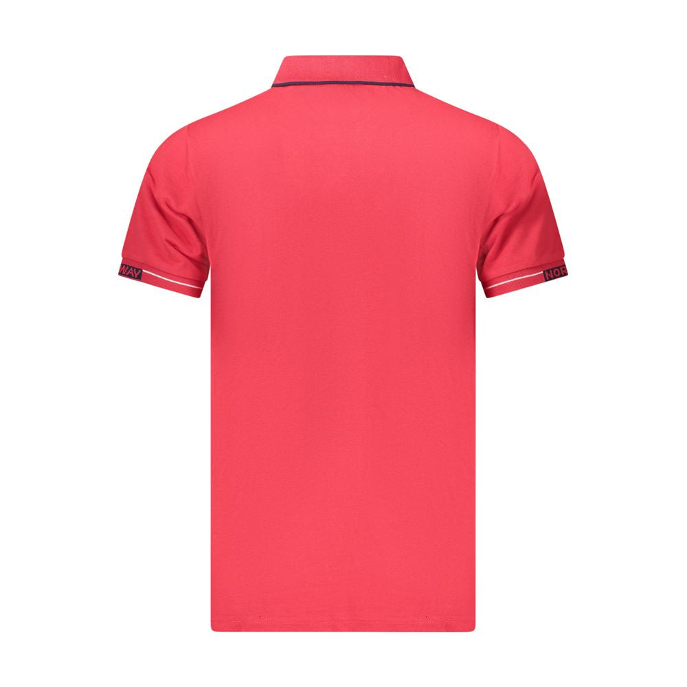 Norway 1963 Red Cotton Men Polo Shirt back view featuring striking embroidery and contrasting details.