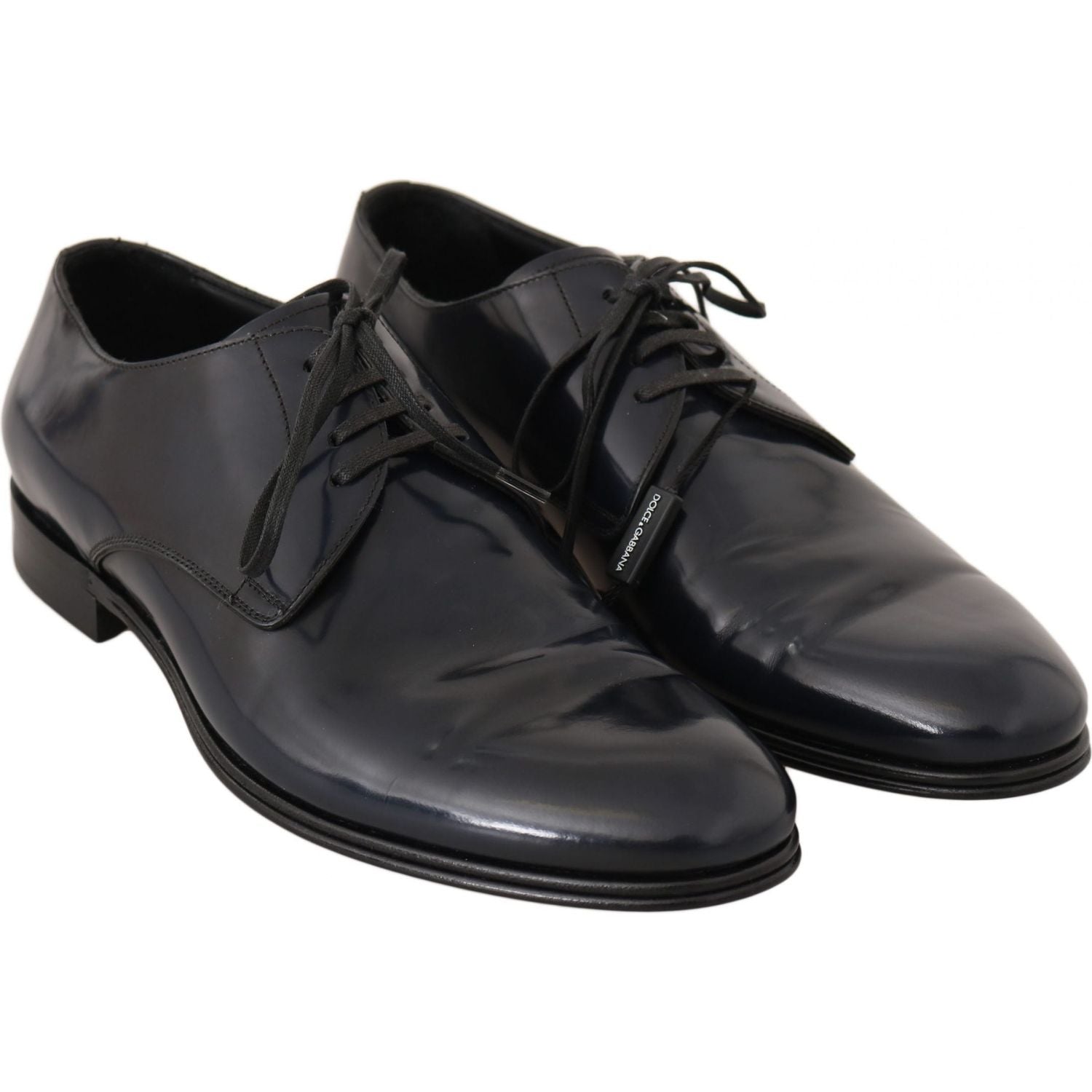 Dolce & Gabbana Blue Leather Dress Derby Formal Mens Shoes