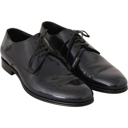 Dolce & Gabbana Blue Leather Dress Derby Formal Mens Shoes