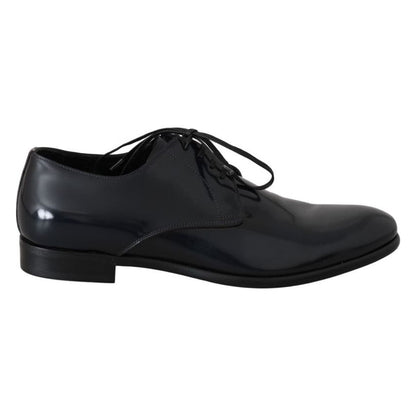 Dolce & Gabbana Blue Leather Polished Dress Derby Shoes